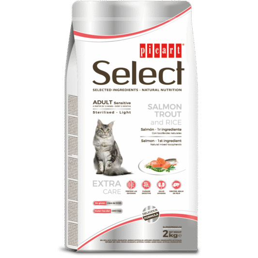 Picart Select ADULT Sensitive Salmon, Trout and Rice Sterilised – Light 8kg