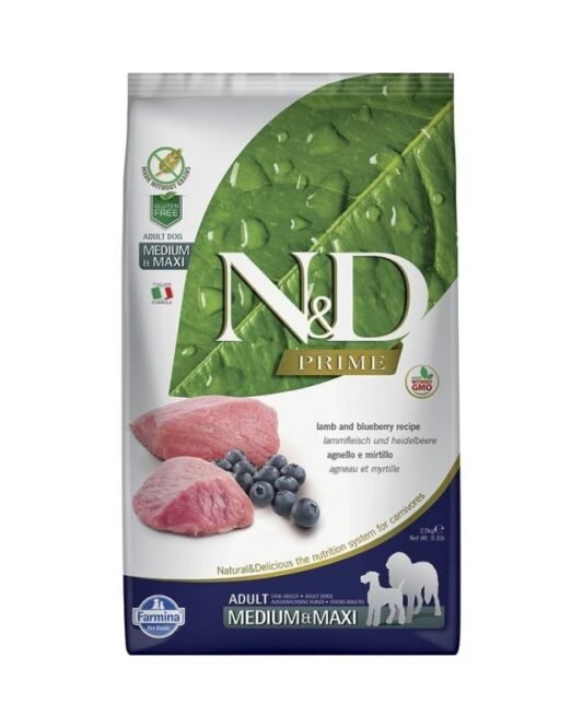 Farmina ND Dog Prime Grain Free Medium Maxi con cordero y arándanos 12 kg