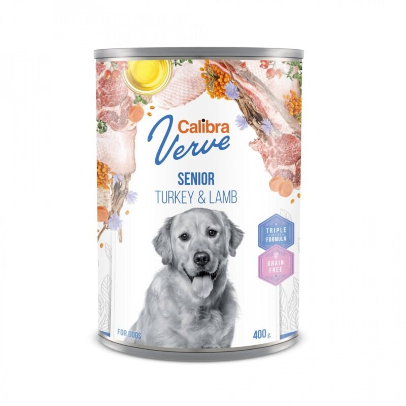 Calibra Dog Verve Grain Free Senior Pavo y Cordero para Perros — Lata 400 g
