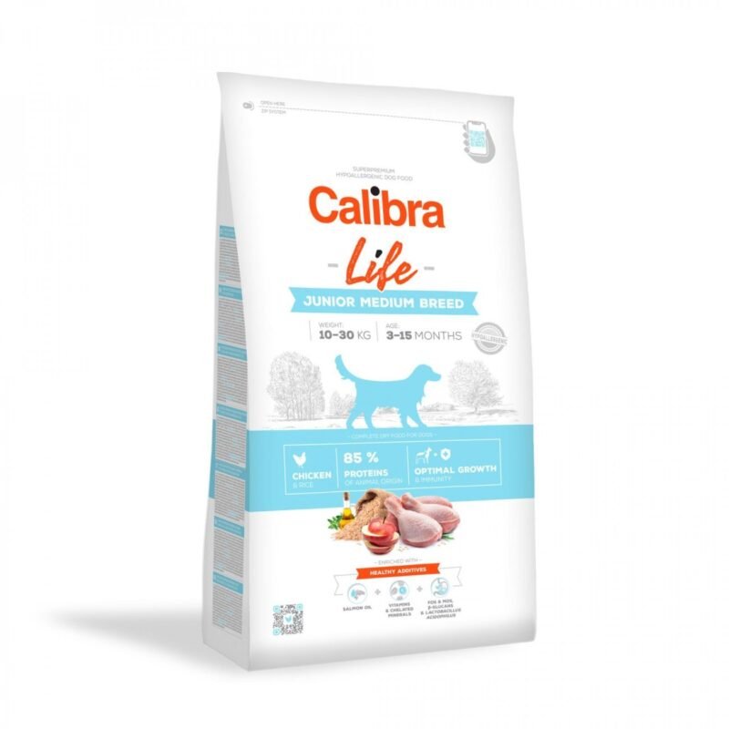 Calibra Dog Life Junior Medium Breed Pollo para Perros Junior Medianos — 12 kg