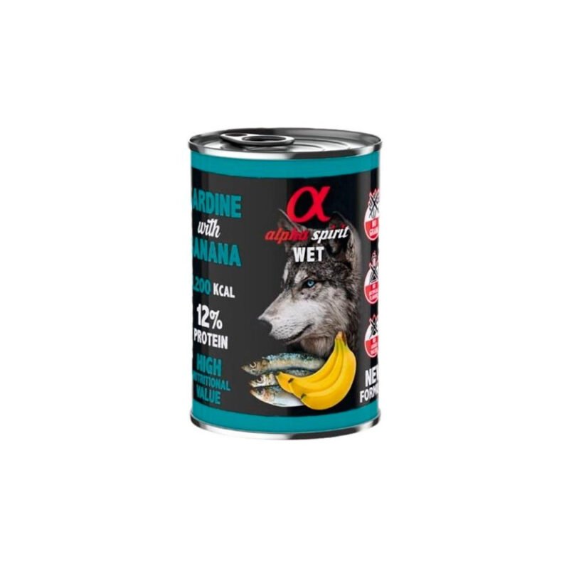 Alpha Spirit Sardina con Plátano Perro Latas