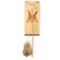 Gloria Juguete Shigeru Palo con Pata de Piel de Conejo para Gatos