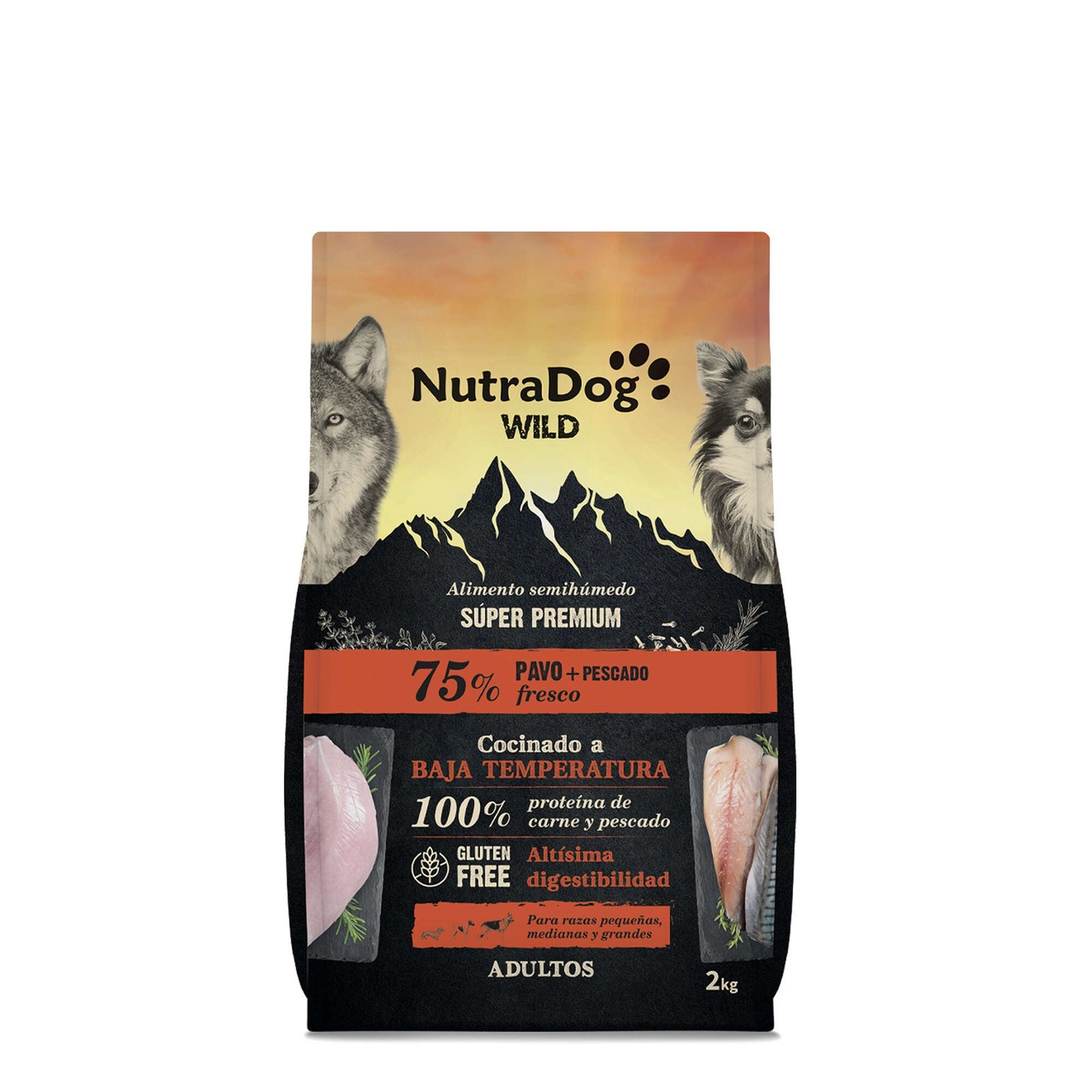 NutraDog WILD Semihúmedo Adulto 75% Pavo y Pescado