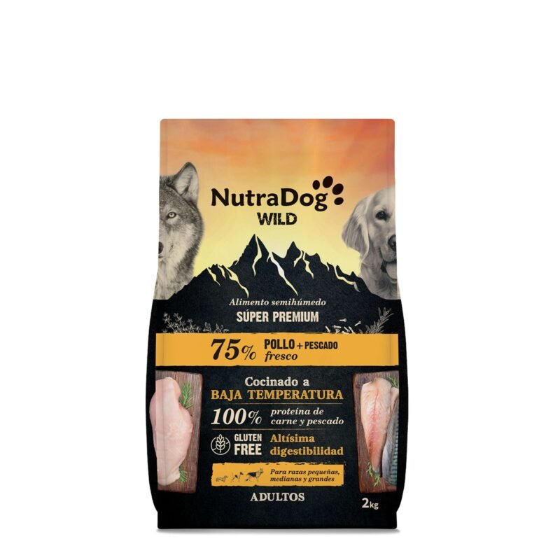 NutraDog WILD Semihúmedo Adulto 75% Pollo y Pescado