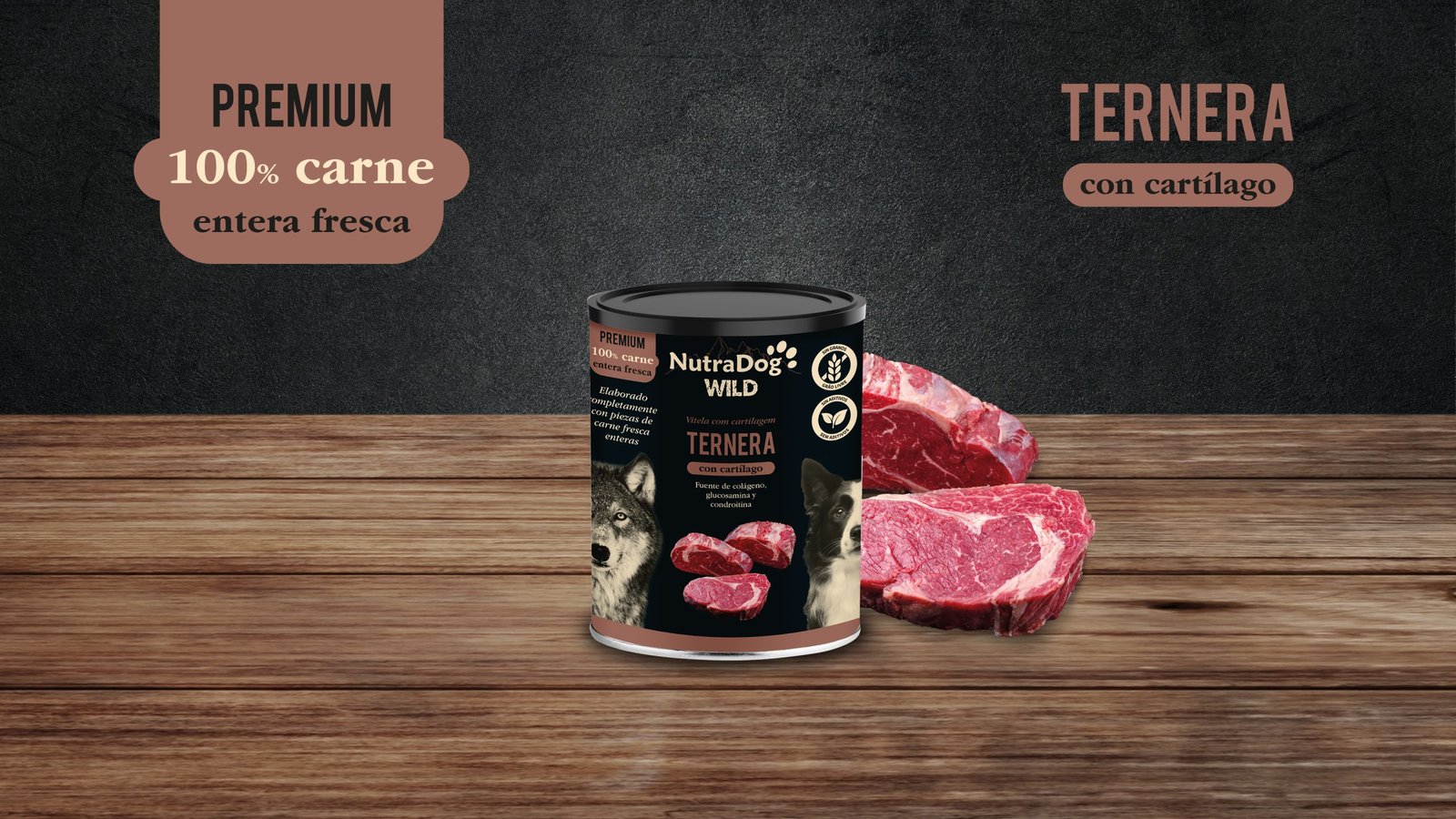 NutraDog WILD Premium – Lata de ternera y cartílago
