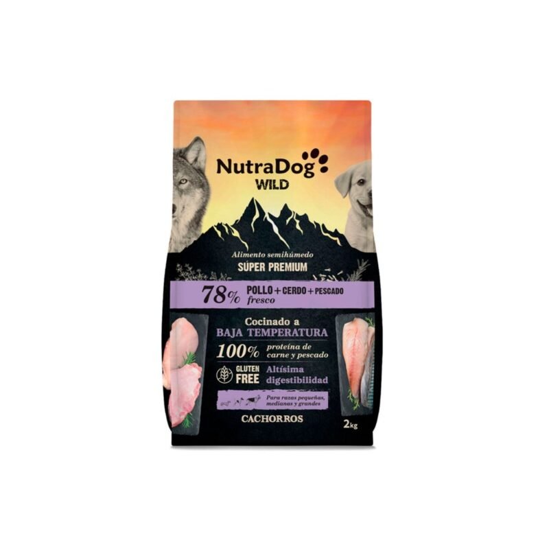 NutraDog WILD Semihúmedo Cachorro 78% Pollo, Cerdo y Pescado