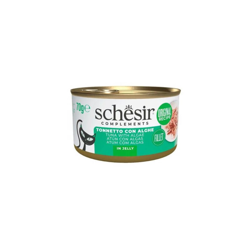 Schesir Adult Filetes de Atún con Algas en Gelatina Lata para Gatos
