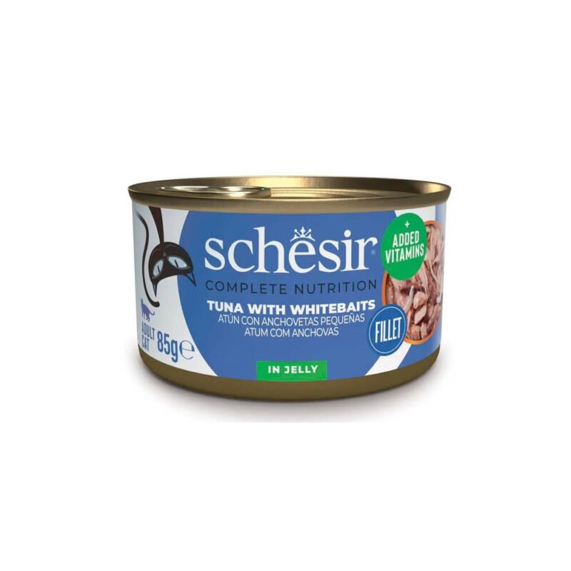 Schesir Adult Filetes de Atún con Anchoas en Gelatina Lata para Gatos
