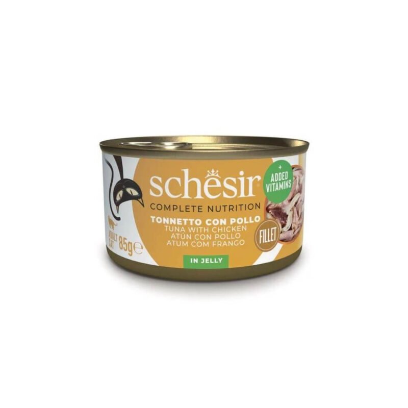 Schesir Adult Filetes de Atún con Pollo en Gelatina Lata para Gatos