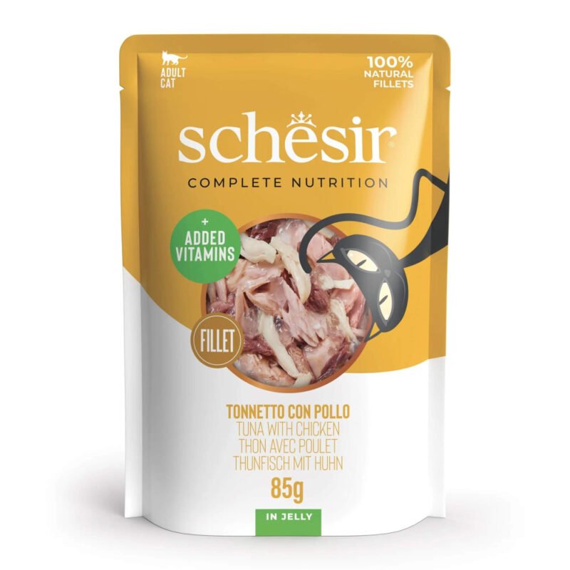 Schesir Adult Filetes de Atún con Pollo en Gelatina Sobre para Gatos
