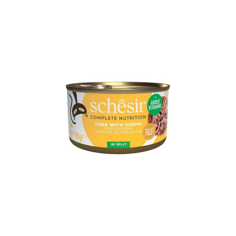 Schesir Adult Filetes de Atún con Surimi en Gelatina Lata para Gatos
