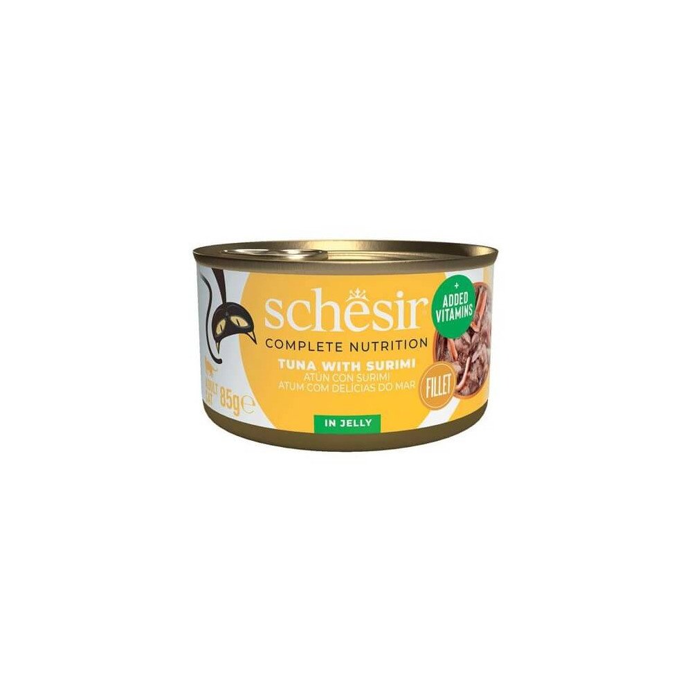 Schesir Adult Filetes de Atún con Surimi en Gelatina Lata para Gatos