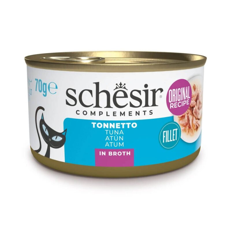 Schesir Adult Filetes de Atún en Caldo Lata para Gatos