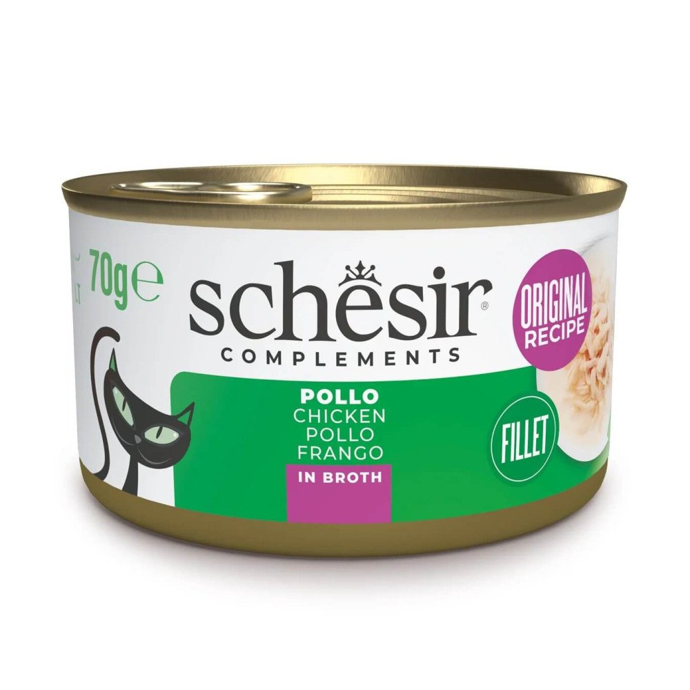 Schesir Adult Filetes de Pollo en Caldo Lata para Gatos