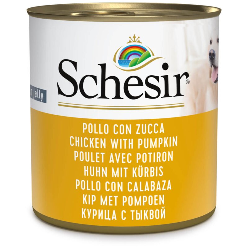 Schesir Adult Pollo con Calabaza en Gelatina Lata para Perros