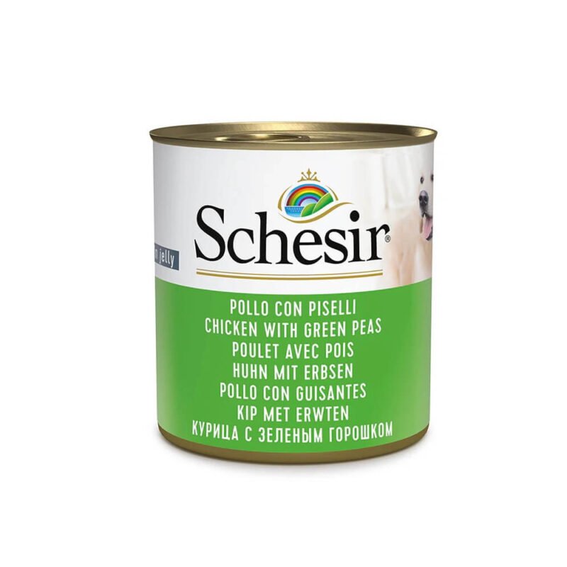 Schesir Adult Pollo con Guisantes en Gelatina Lata para Perros