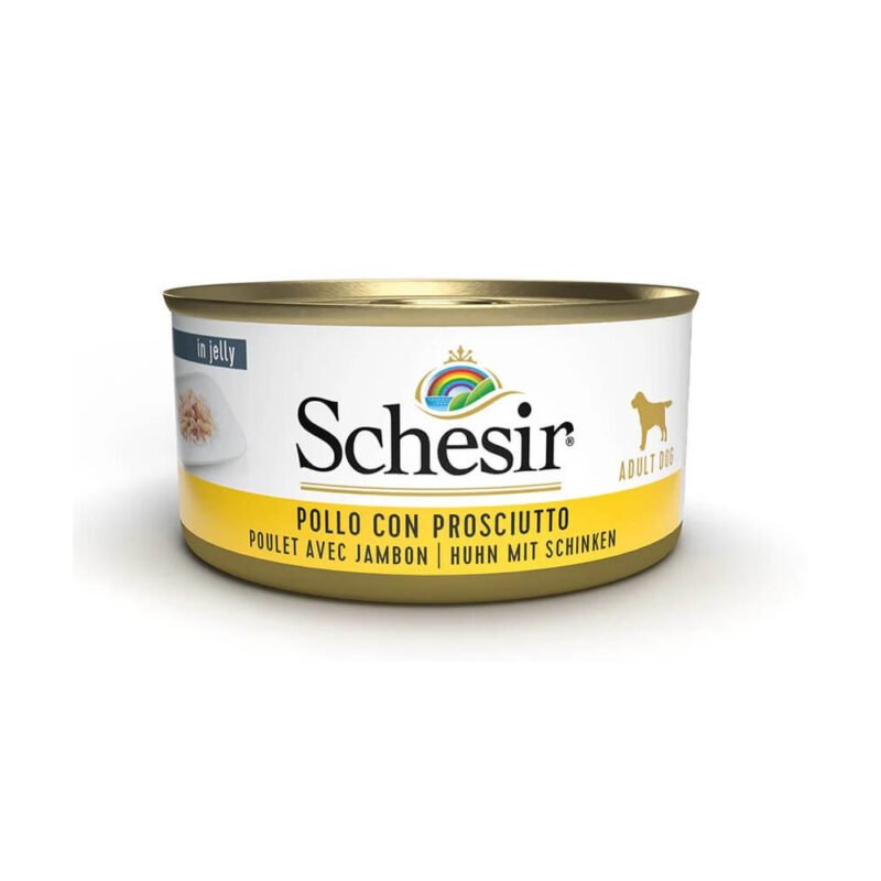 Schesir Adult Pollo con Jamón en Gelatina Lata para Perros