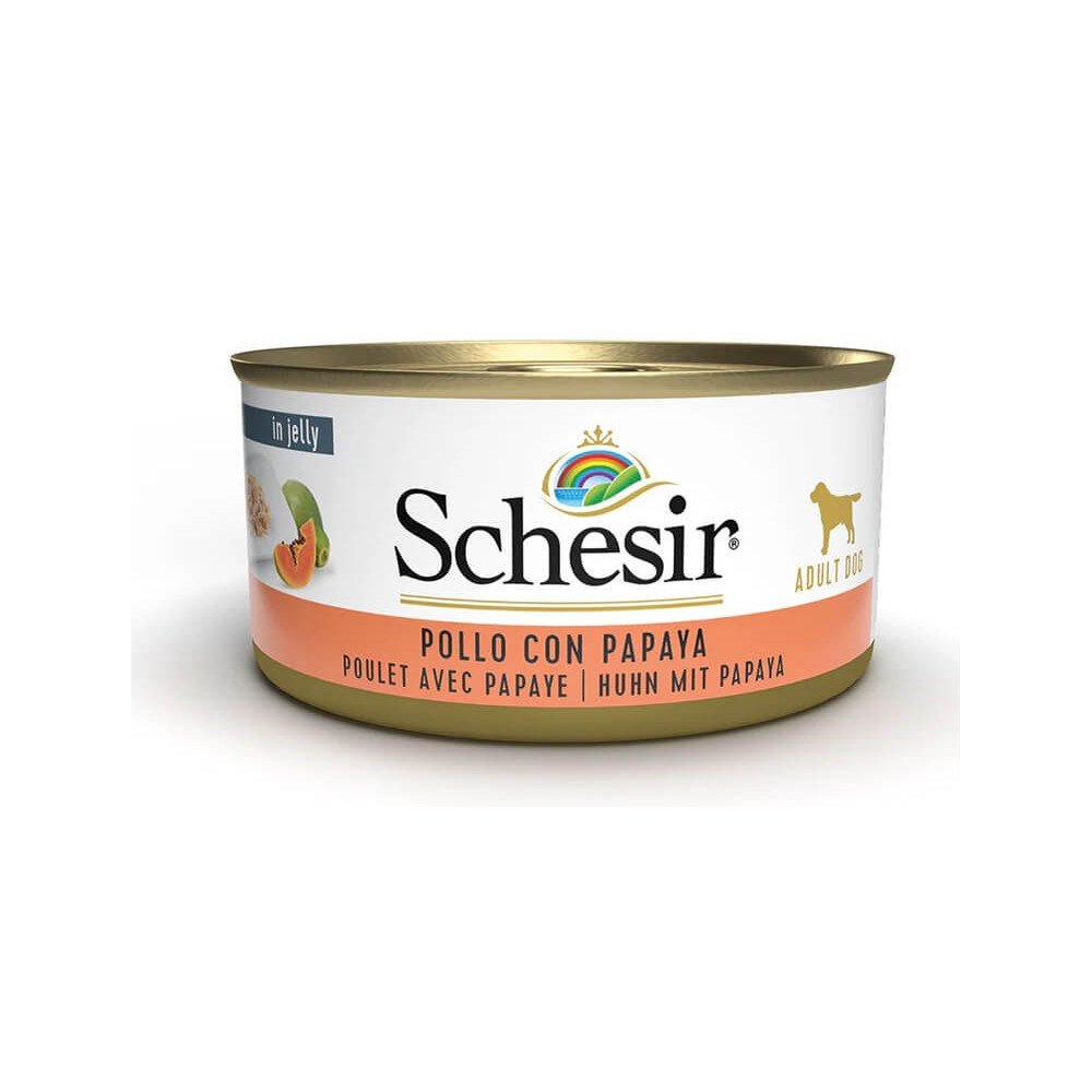 Schesir Adult Pollo con Papaya en Gelatina Lata para Perros
