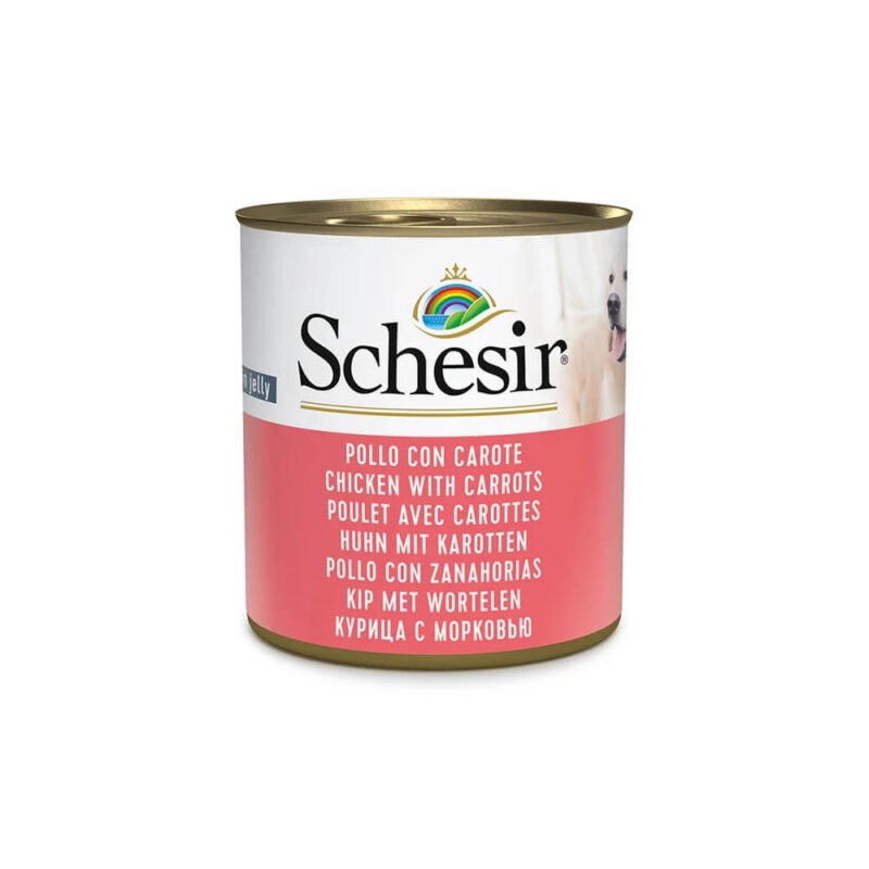 Schesir Adult Pollo con Zanahorias en Gelatina Lata para Perros