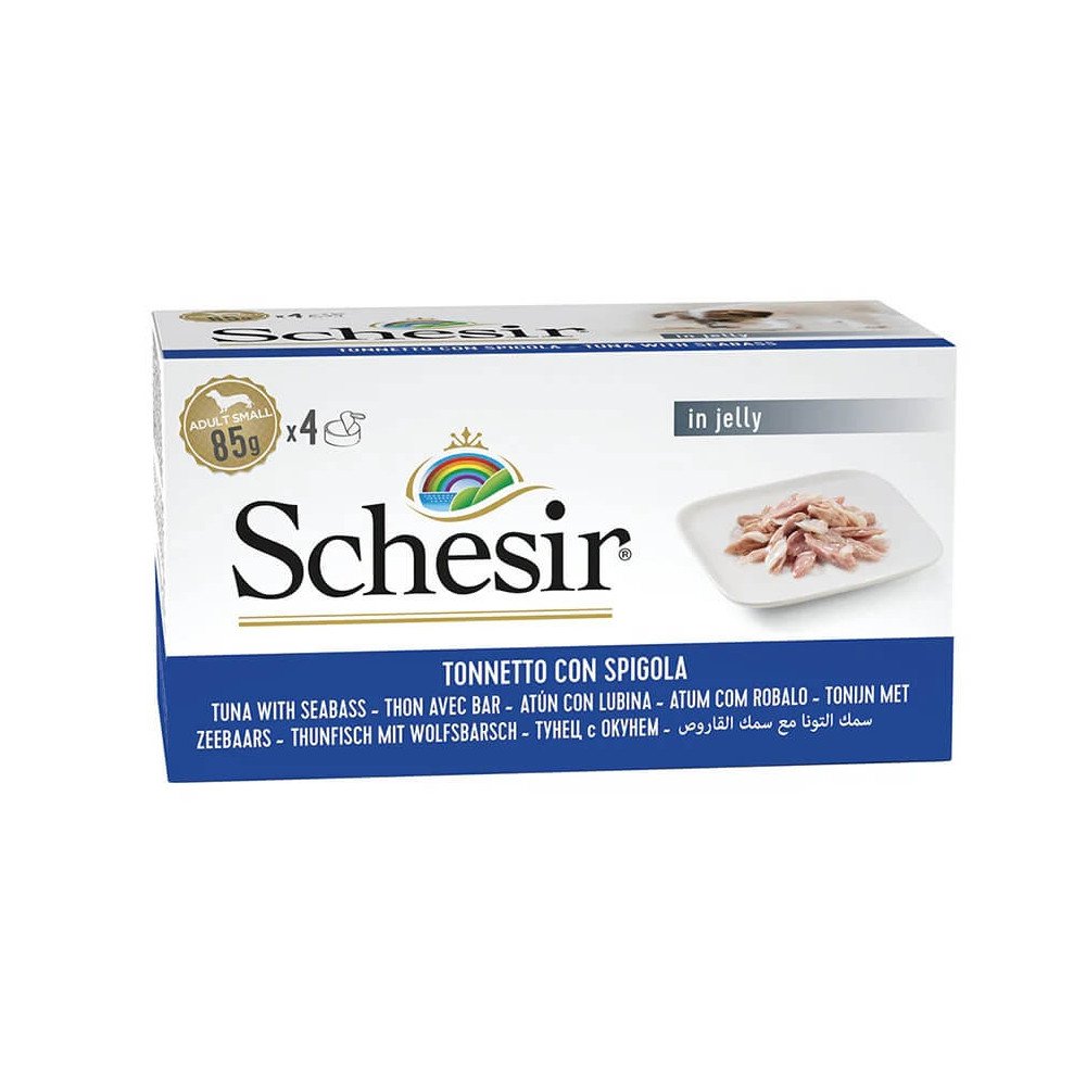 Schesir Adult Small Multipack Atún con Lubina en Gelatina Lata para Perros