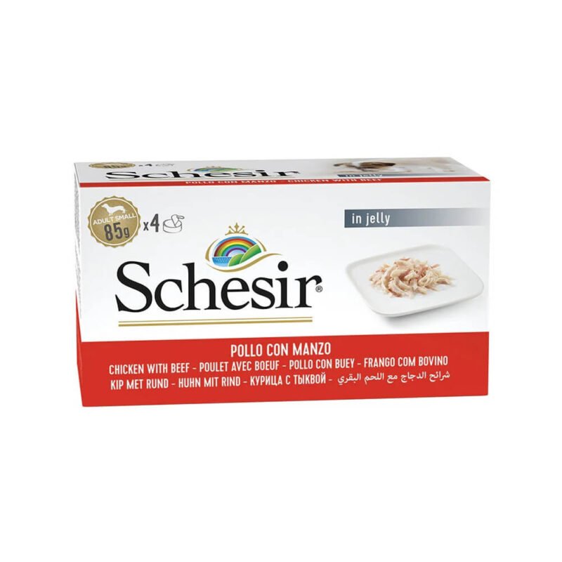 Schesir Adult Small Multipack Pollo con Buey en Gelatina Lata para Perros