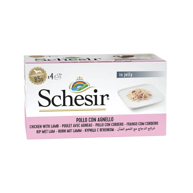 Schesir Adult Small Multipack Pollo con Cordero en Gelatina Lata para Perros