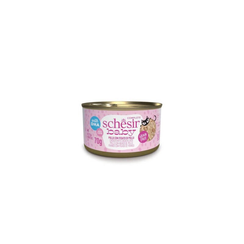Schesir Baby Filetes Pollo con Hígado en Caldo Lata para Gatitos