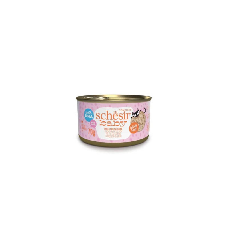 Schesir Baby Filetes Pollo con Salmón en Caldo Lata para Gatitos