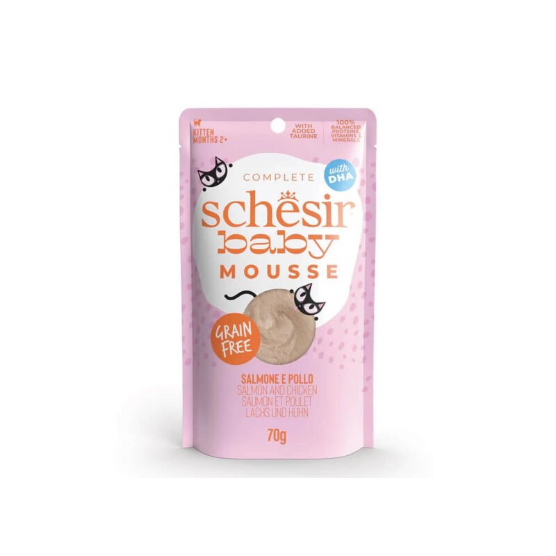 Schesir Baby Mousse Pollo con Salmón Sobre para Gatitos