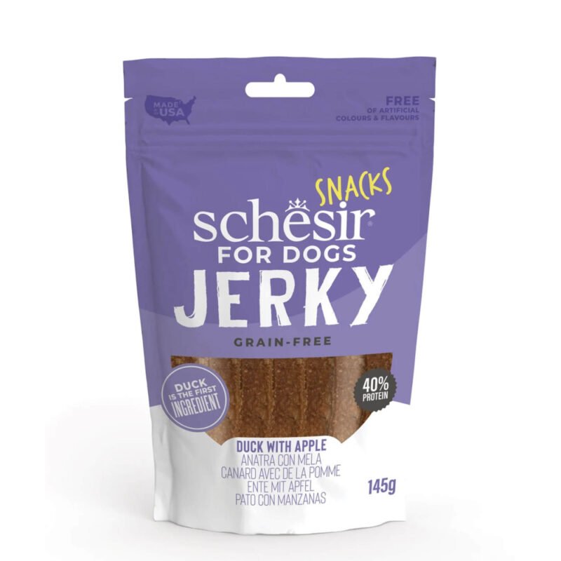 Schesir Jerky Grain Free de Pato con Manzanas Snacks para Perros