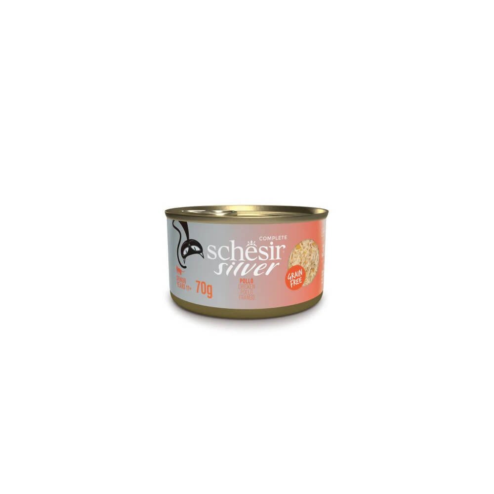 Schesir Silver Filetes de Pollo en Caldo Lata para Gatos