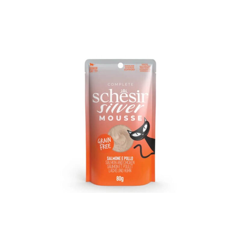 Schesir Silver Mousse Salmón y Pollo Sobre para Gatos