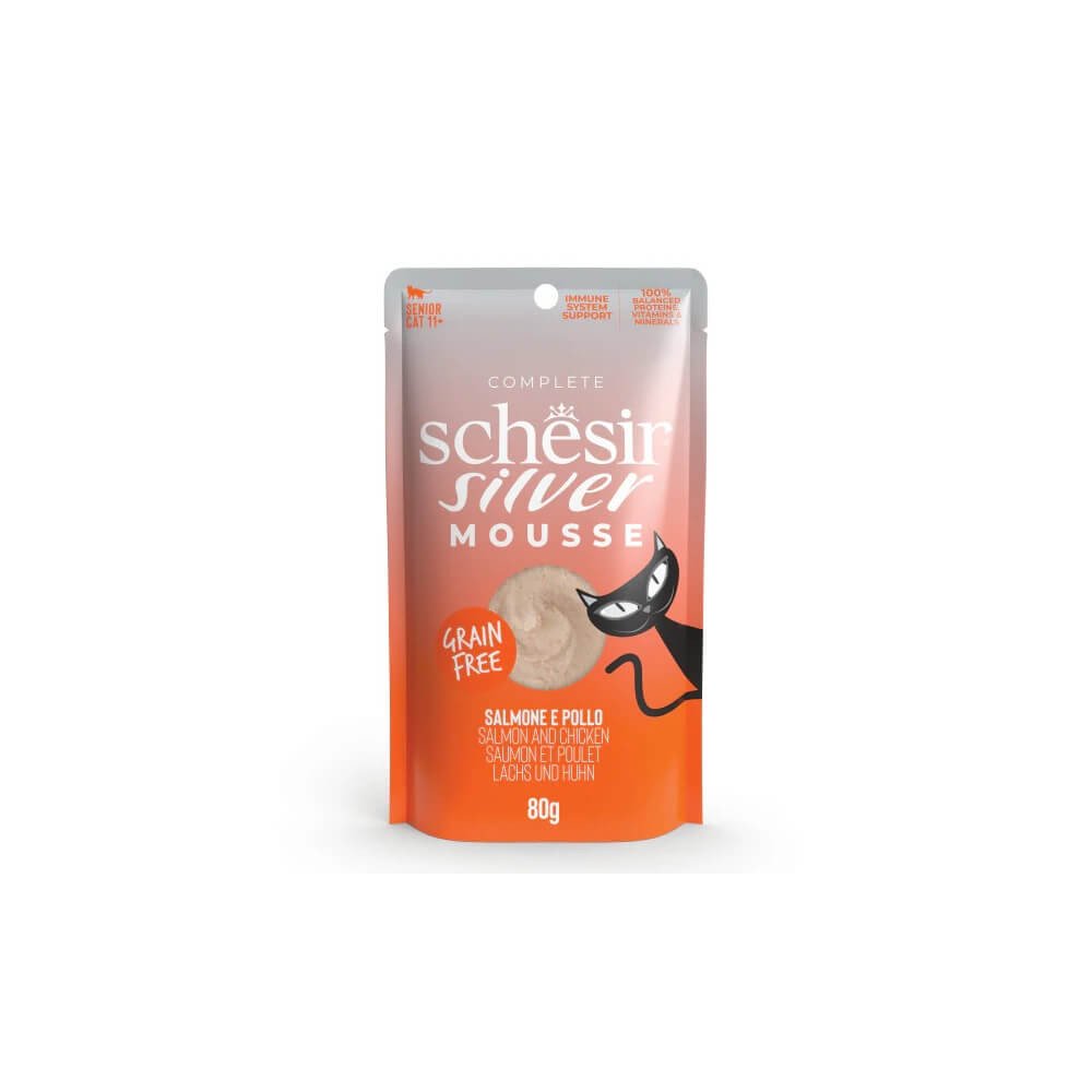 Schesir Silver Mousse Salmón y Pollo Sobre para Gatos