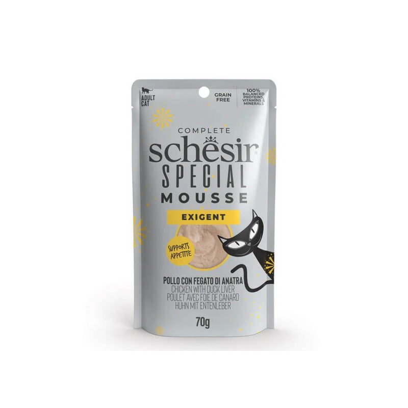 Schesir Special Mousse Exigent Pollo con Higado Pato Sobres para Gatos