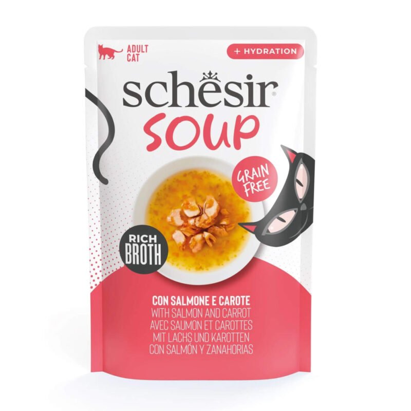 Sopa Schesir Adult Salmón y Zanahorias Sobre para Gatos