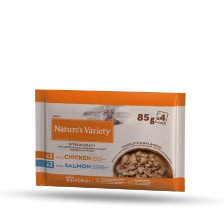Nature's Variety Original Pack Bocaditos en Salsa con Salmón y Pollo