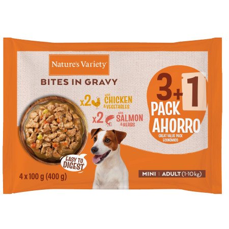 Nature's Variety Pack Bocaditos en Salsa Pollo y Salmón Mini Adultos