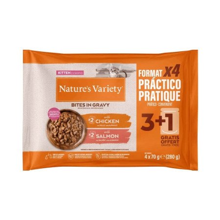 Nature's Variety Pack Kitten Bocaditos de Salmón y Pollo en Salsa Sobres