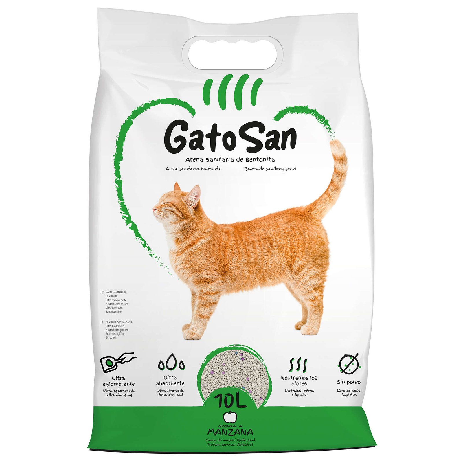 arena gatos manzana