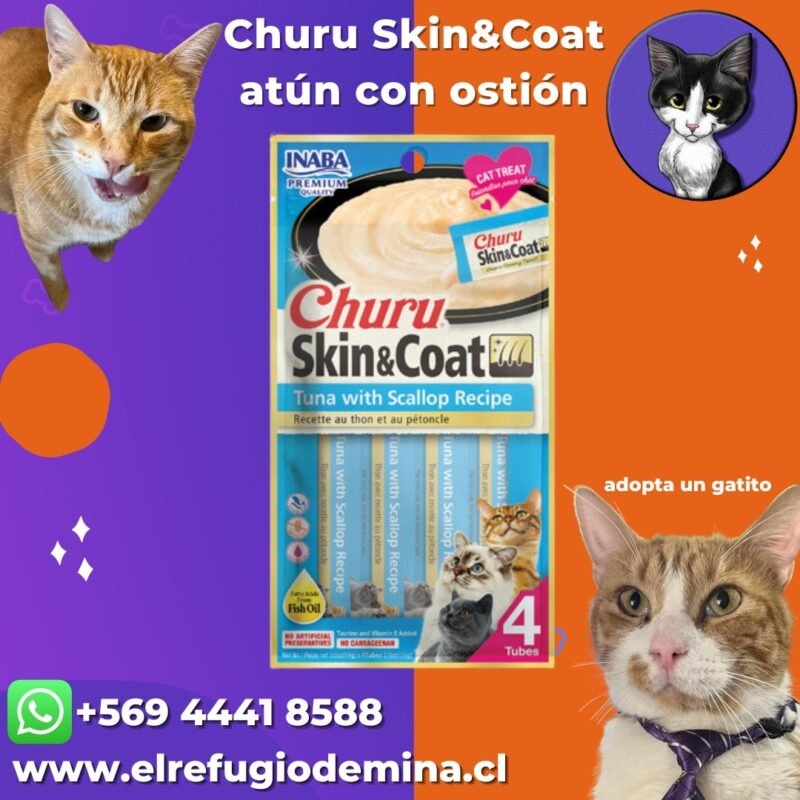 Churu Gato Skin & Coat Atún con Vieira Snack Líquido 4 x 15 g