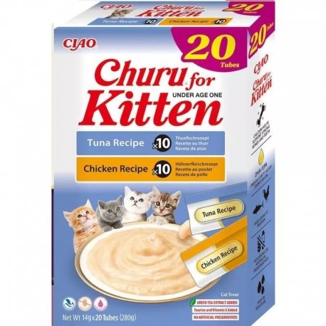 Churu Gato Kitten Variedades Atún y Pollo 20 x 14 g