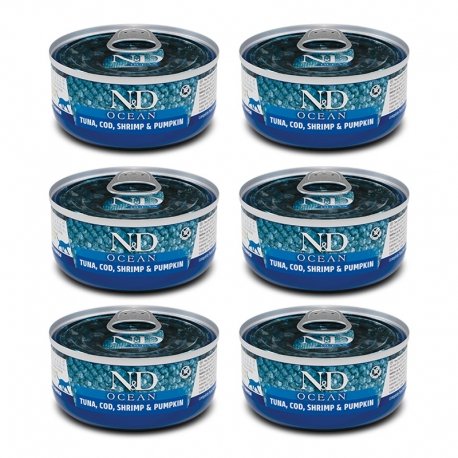 Farmina N&D Ocean Gato Atún, Bacalao y Calabaza 6 x 70 g