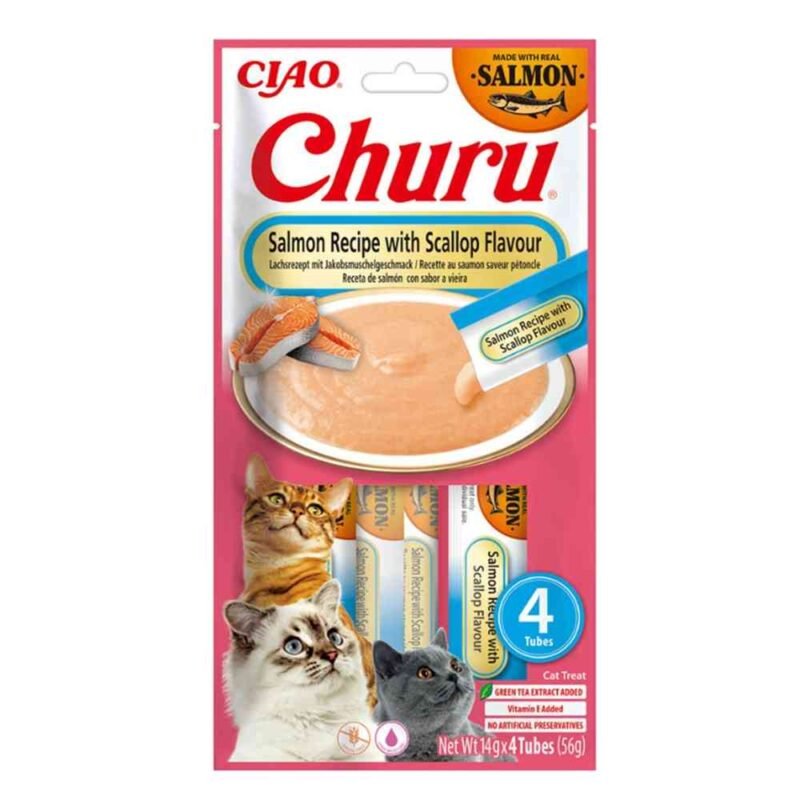 Churu Gato Salmón con Vieira Snack Líquido 4 x 14 g