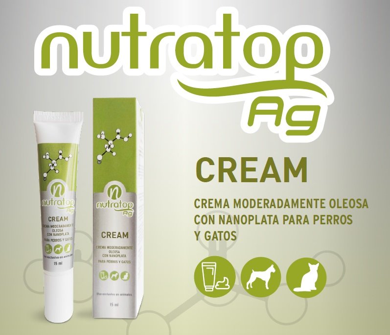 Nutratop Ag Cream 15 ml crema moderadamente oleosa con nanoplata para perros y gatos