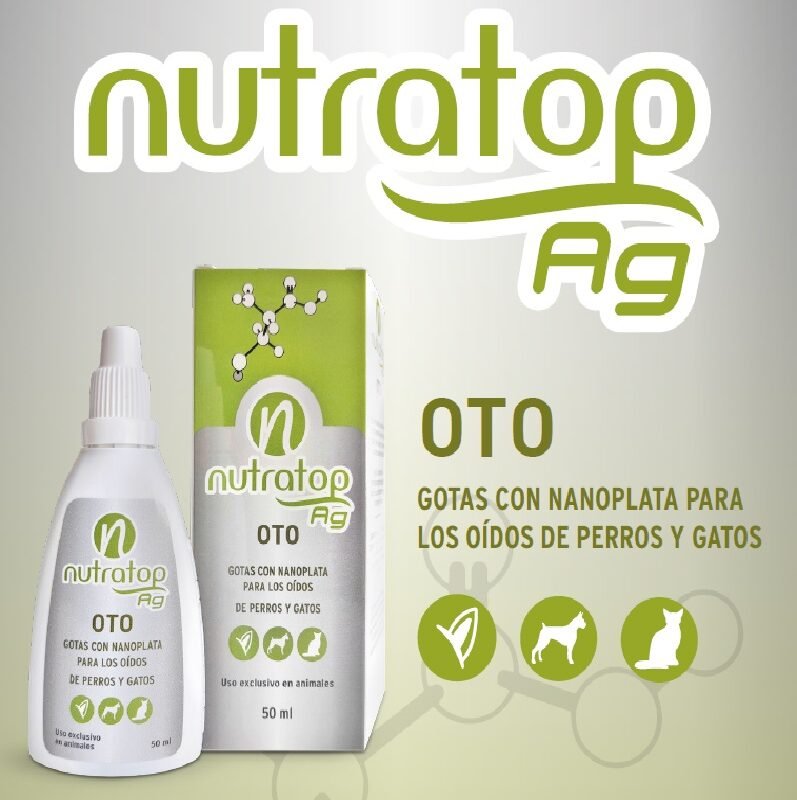 Nutratop Ag Oto 50 ml gotas con nanoplata para los oídos de perros y gatos